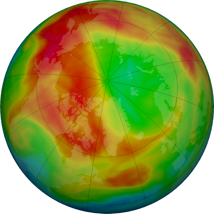 Arctic ozone map for 07 February 2024